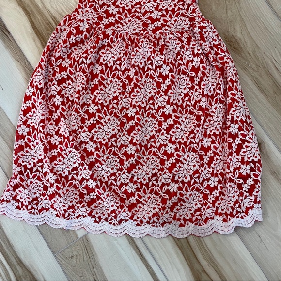 aina be Red & White Strapless Sweat Heart Dress With Floral Lace Details Size S - Picture 13 of 14